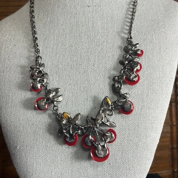 Red Cherry Necklace and Earring Set - Picture 7 of 11